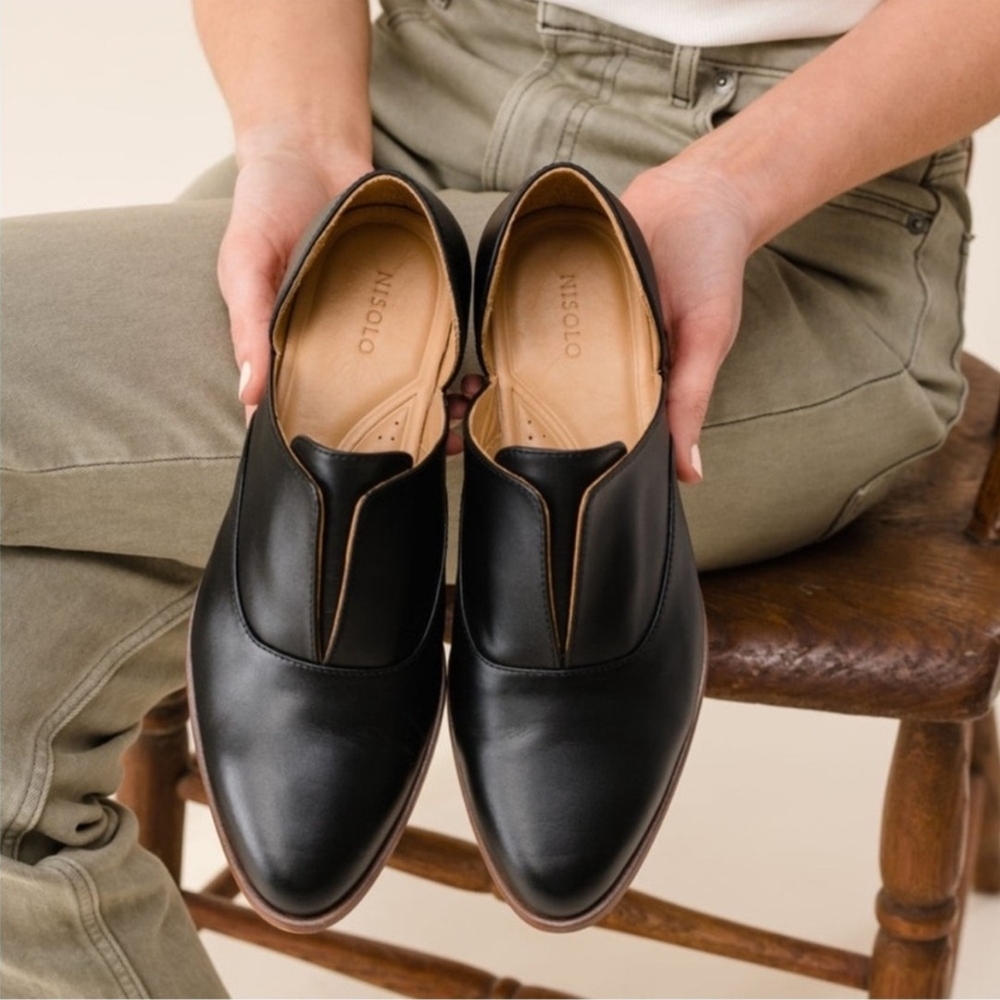 Nisolo Black Leather D'orsay Flats
